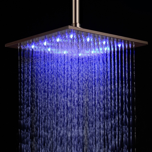 Fontana 12" Oil Rubbed Bronze Square LED Rainfall Showerhead